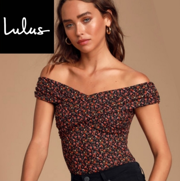 Lulus Top Bodusuit Ribbed Off the Shoulder - Picture 2 of 13